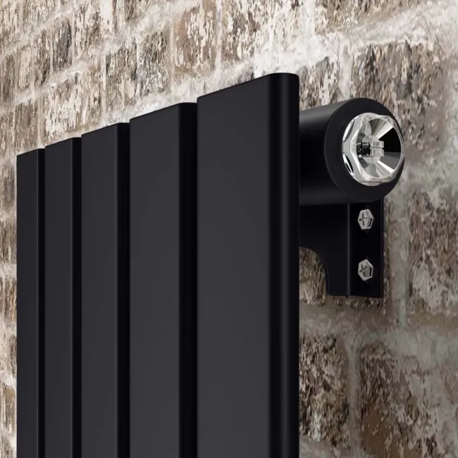 Faro Matt Black Single Flat Panel Vertical Radiator 1800x350mm