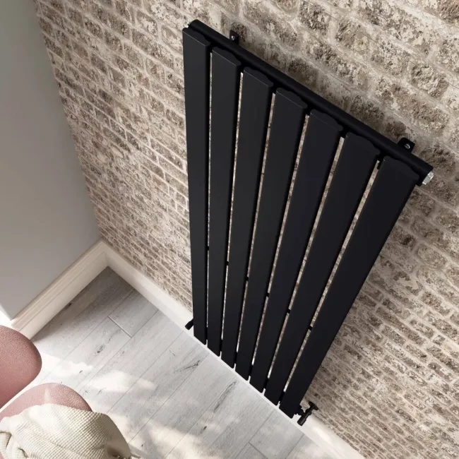 Faro Matt Black Single Flat Panel Vertical Radiator 1800x490mm