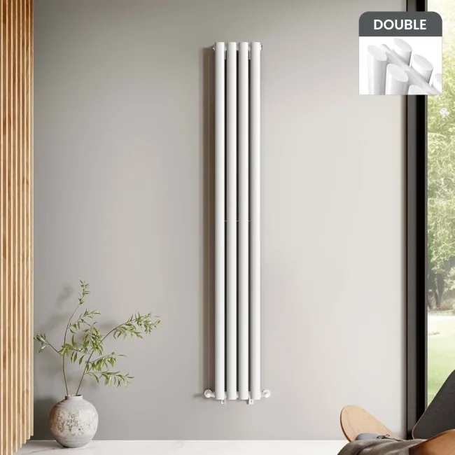 Marbella White Double Oval Panel Radiator 1800x240mm