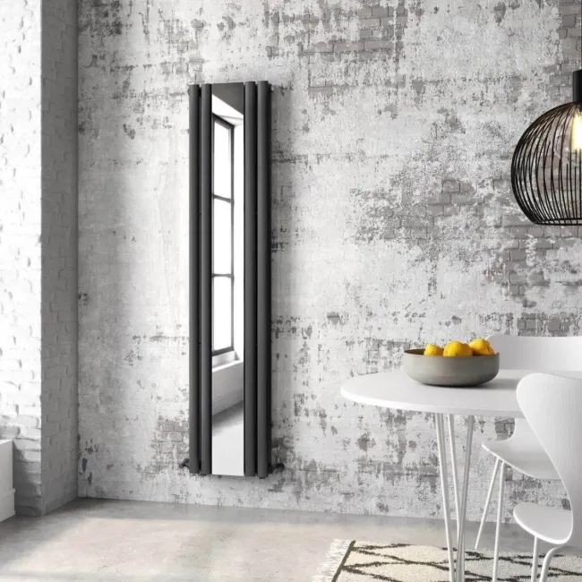 Marseille Anthracite Double Vertical Mirror Radiator 1800x380mm