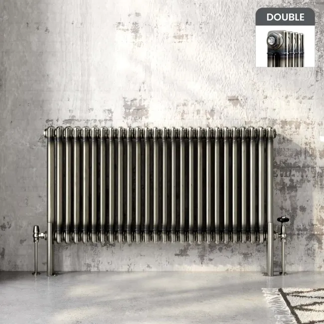 Athens Raw Metal Double Column Horizontal Traditional Radiator 600x1190mm
