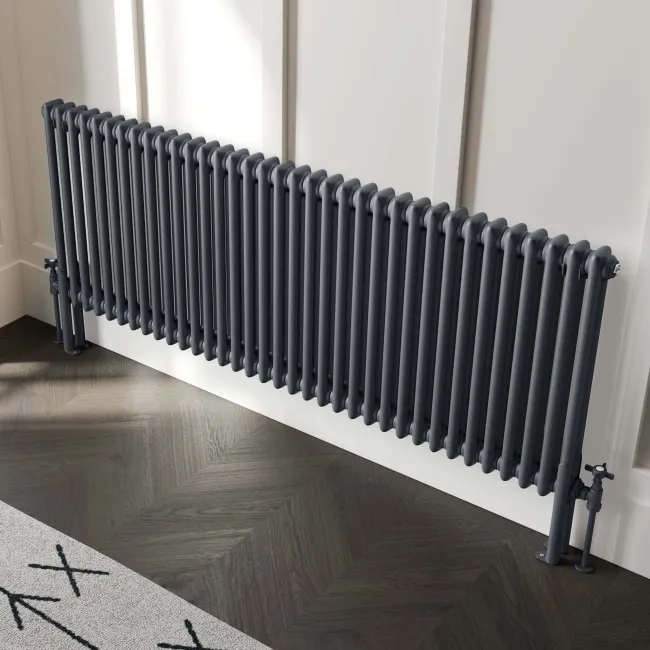 Athens Anthracite Double Column Horizontal Traditional Radiator 600x1595mm