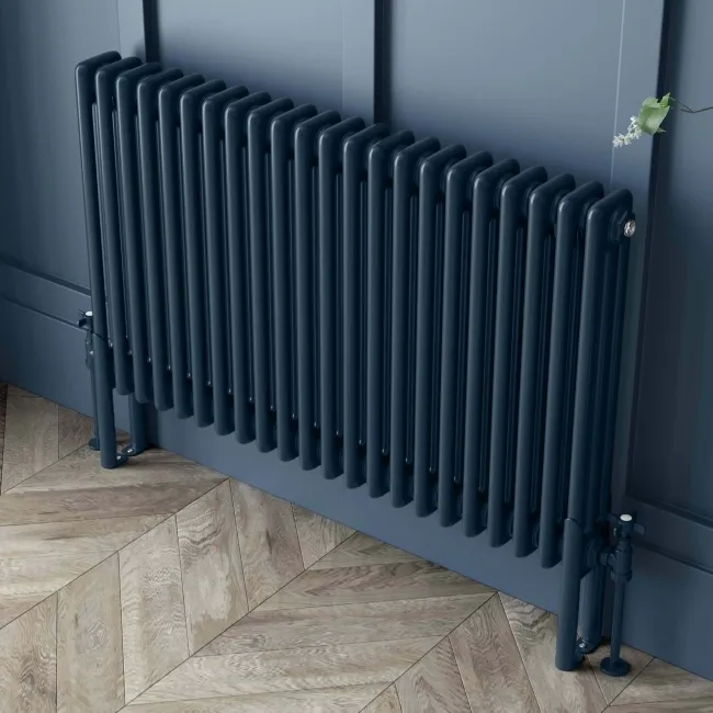 Athens Inky Blue Triple Column Horizontal Traditional Radiator 600x1010mm