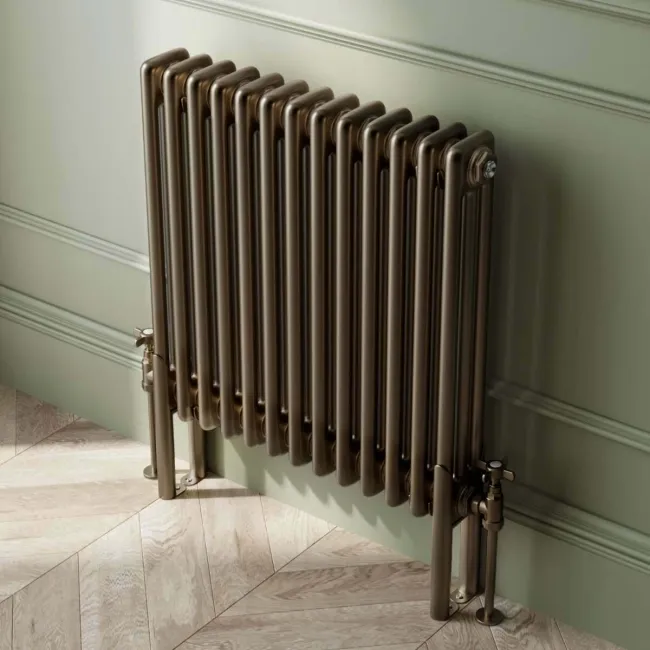 Athens Antique Gold Triple Column Horizontal Traditional Radiator 600x605mm