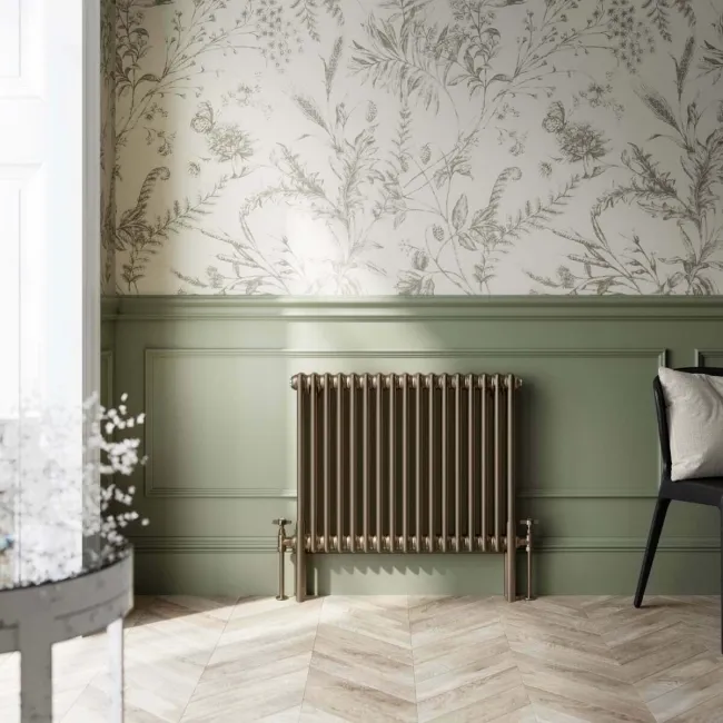 Athens Antique Gold Triple Column Horizontal Traditional Radiator 600x785mm