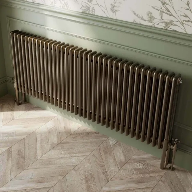 Athens Antique Gold Triple Column Horizontal Traditional Radiator 600x1595mm