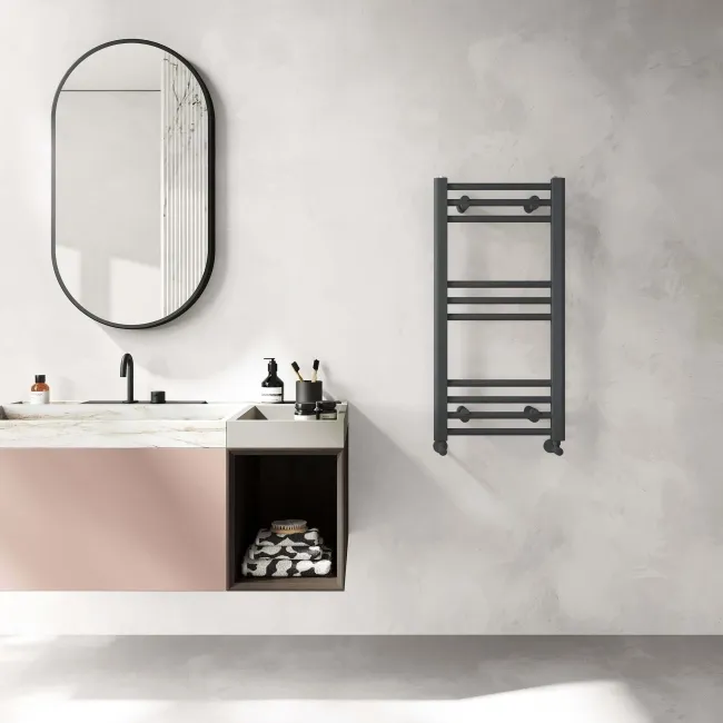 Barcelona Anthracite Straight Heated Towel Rail 800x400mm