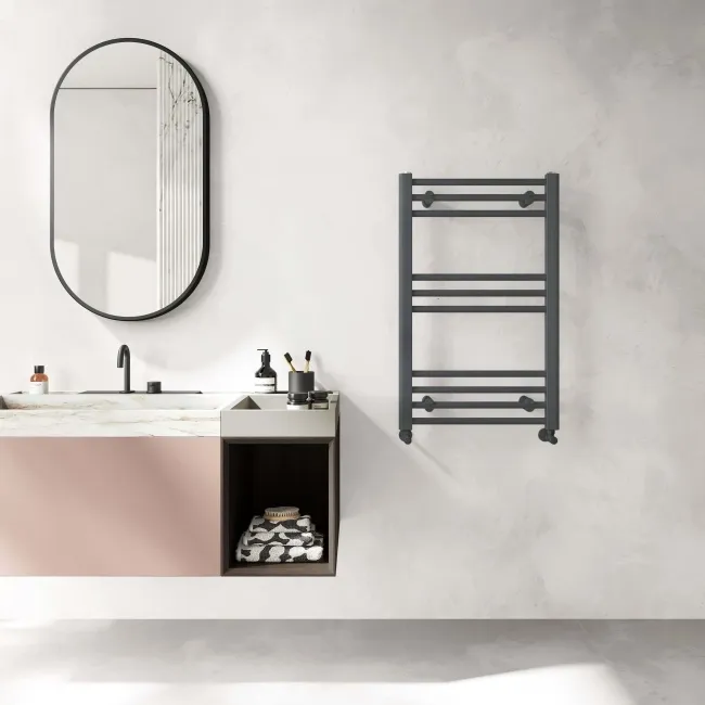 Barcelona Anthracite Straight Heated Towel Rail 800x500mm