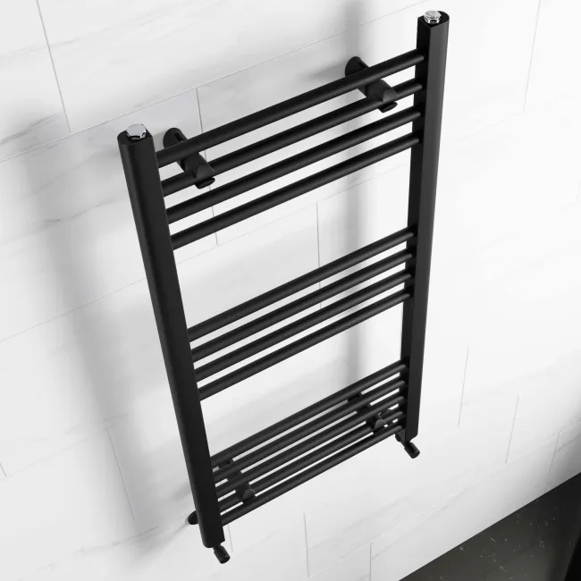 Barcelona Matt Black Straight Heated Towel Rail 1000x500mm