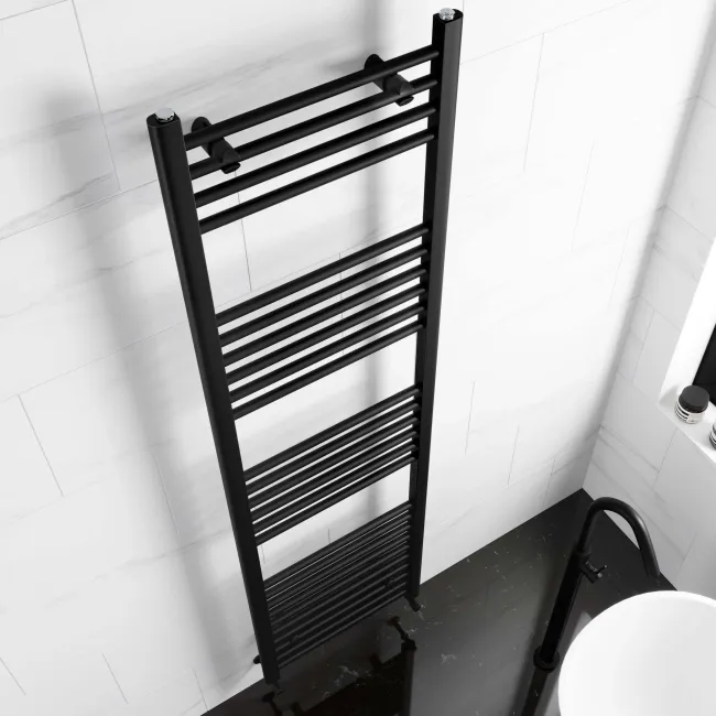 Barcelona Matt Black Straight Heated Towel Rail 1800x500mm