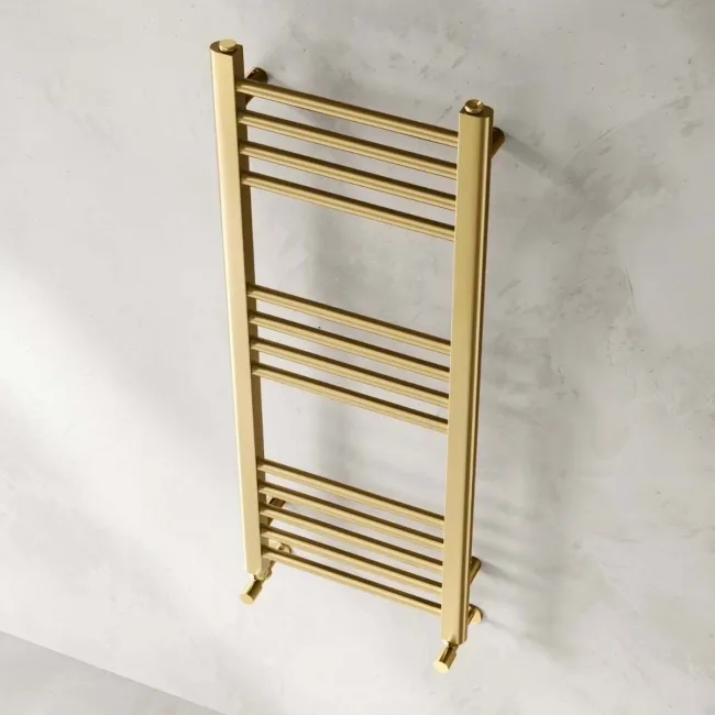 Barcelona Brushed Brass Straight Heated Towel Rail 1000x400mm