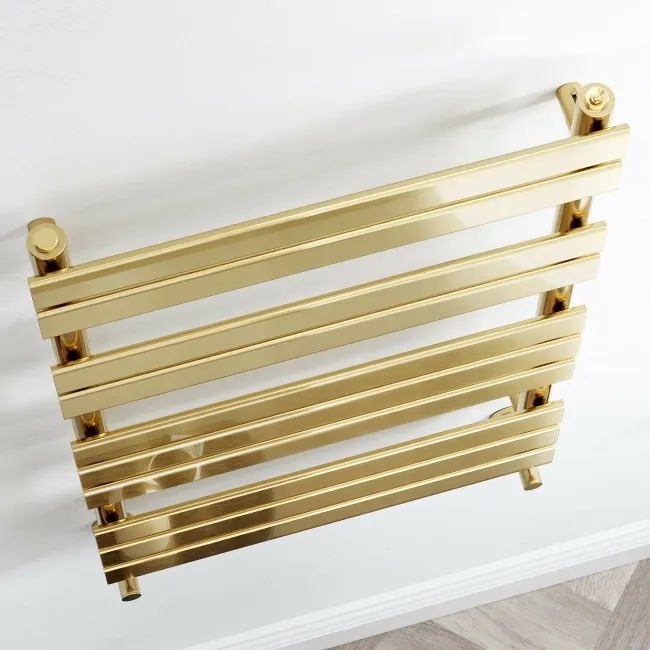 Santorini Brushed Brass Flat Panel Heated Towel Rail 1000x600mm