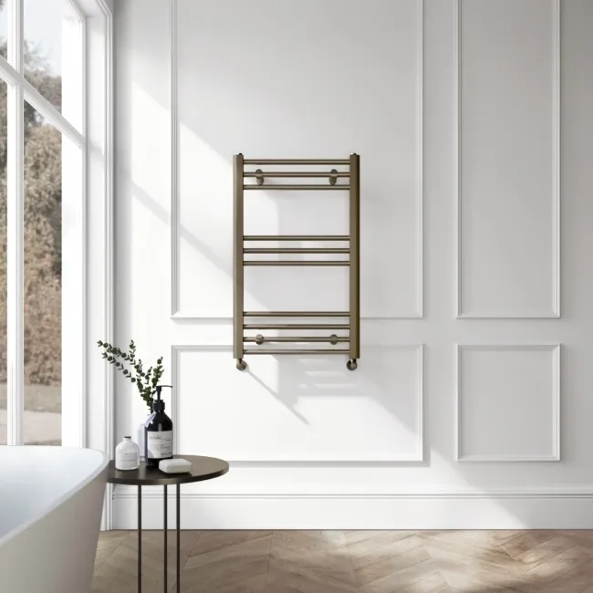 Barcelona Antique Gold Straight Heated Towel Rail 800x500mm