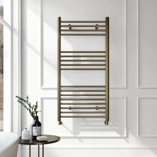 Barcelona Antique Gold Straight Heated Towel Rail 1200x600mm