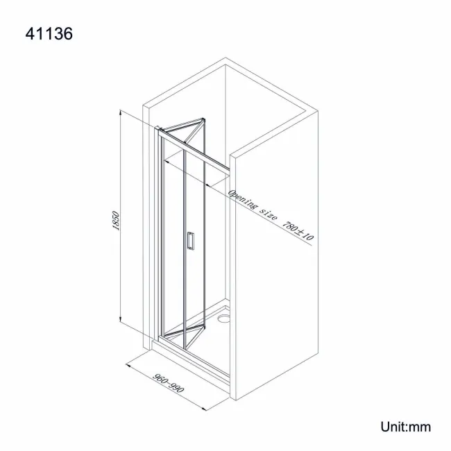 London 6mm Bifold Shower Door 1000mm