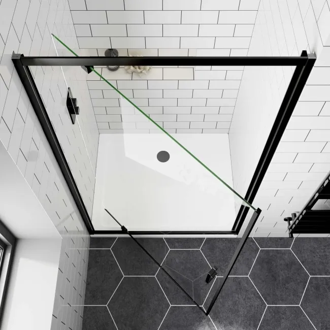 London Matt Black 6mm Pivot Shower Door 1000mm