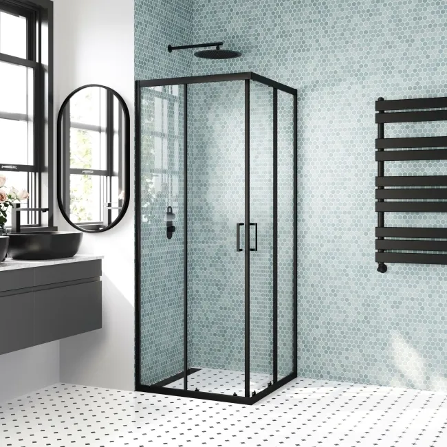 London Matt Black 6mm Corner Entry Shower Enclosure 800x800mm