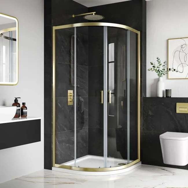 London Brushed Brass 6mm Quadrant Shower Enclosure 800x800mm