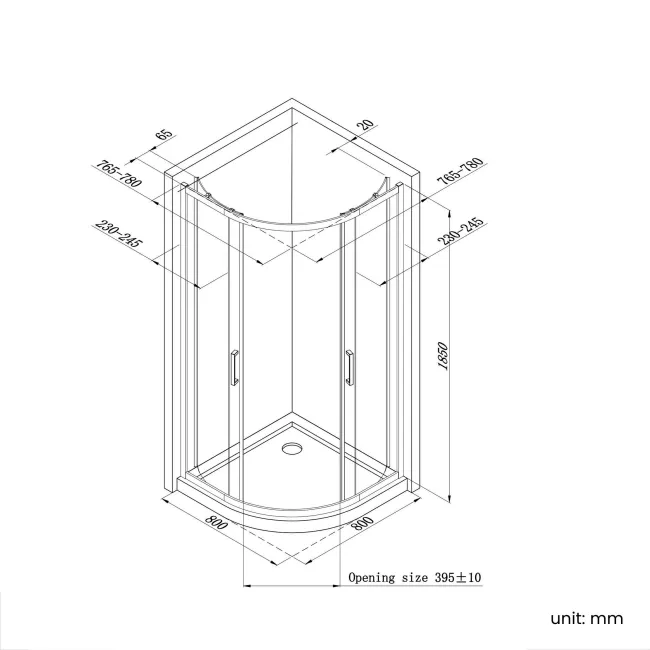 London Brushed Brass 6mm Quadrant Shower Enclosure 800x800mm