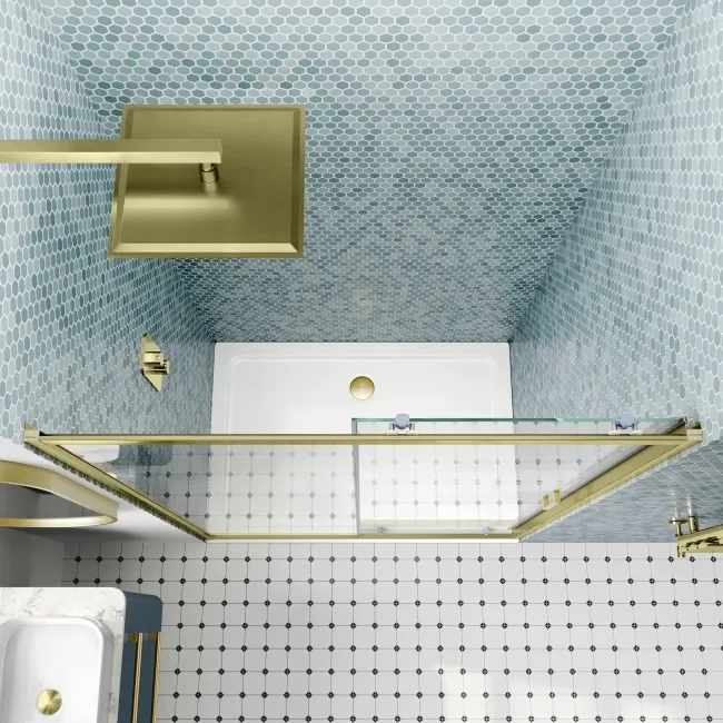 London Brushed Brass 6mm Sliding Shower Door 1200mm