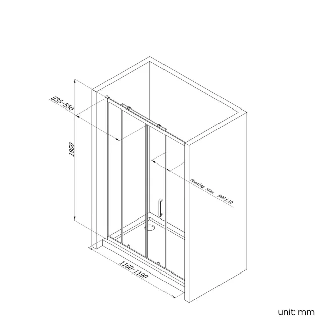 London Brushed Brass 6mm Sliding Shower Door 1200mm