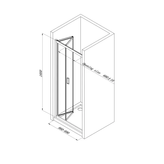 London Brushed Brass 6mm Bifold Shower Door 900mm
