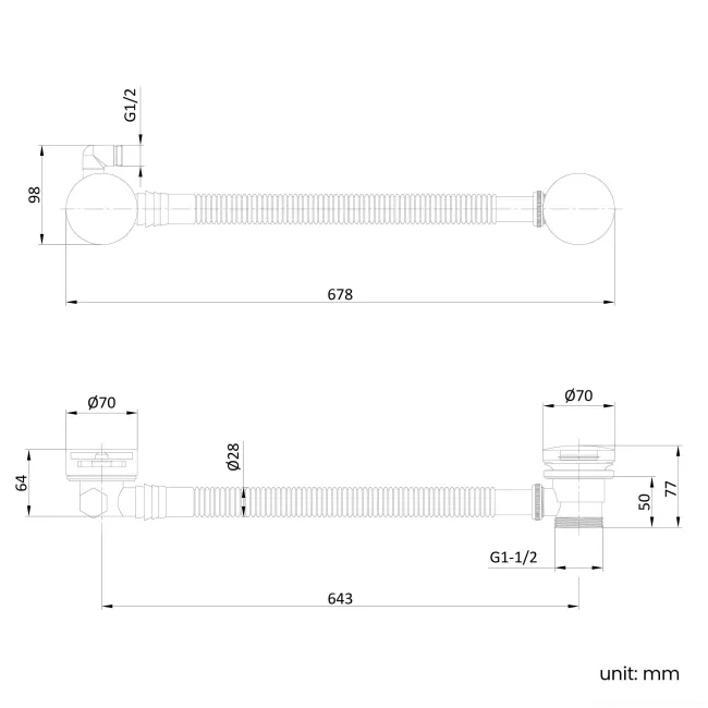 Chrome Dual Function Overflow Bath Filler & Pop-Up Waste
