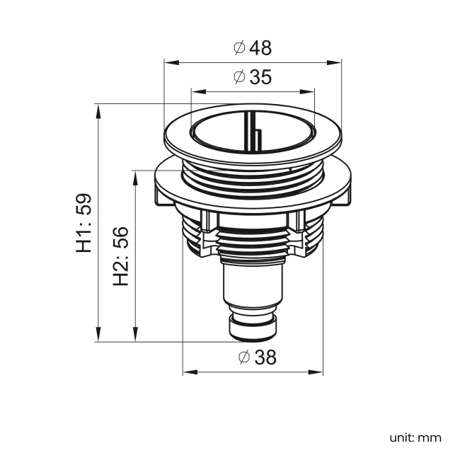 Detroit Matt Black Round Push Button for Cable Operated Concealed Cistern - Dia.48mm