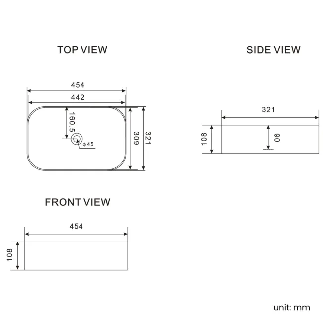 Marin Counter Top Basin 454mm