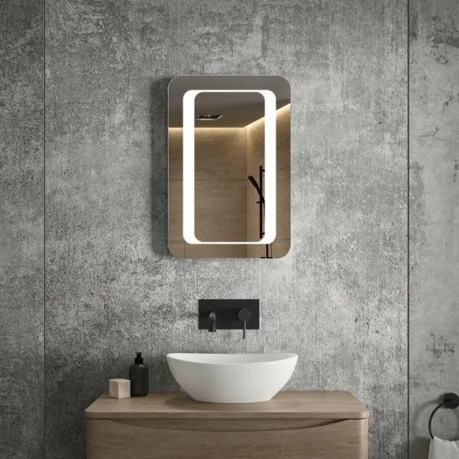Arabella Battery Operated Illuminated LED Cloakroom Mirror 600x400mm
