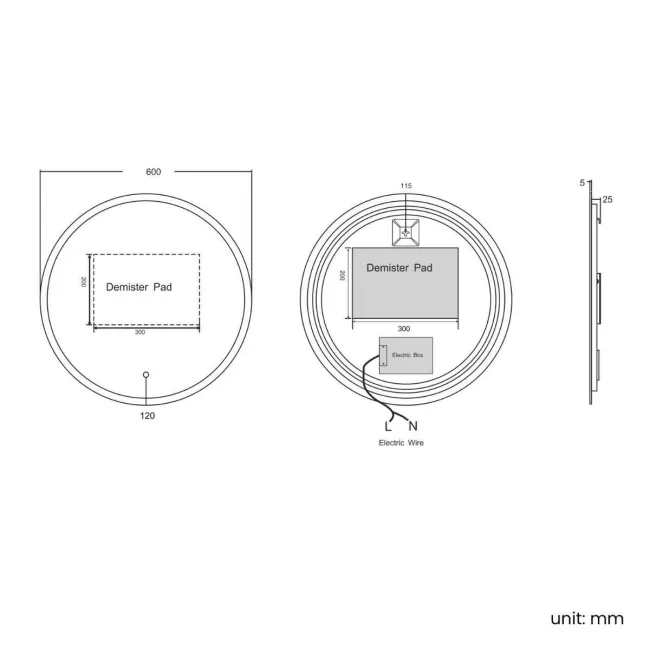 Aria Round Illuminated LED Mirror 600mm