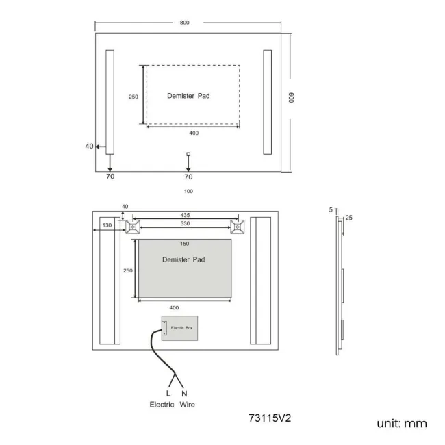 Emielia Illuminated LED Mirror 600x800mm