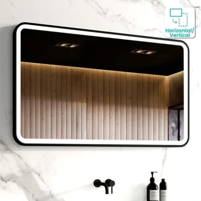 Olivia Black Framed Illuminated LED Mirror 600x1000mm