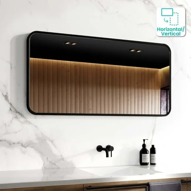 Olivia Black Framed Rectangular Bathroom Mirror 500x1000mm