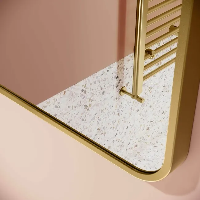 Olivia Brushed Brass Rectangular Bathroom Mirror 700x500mm