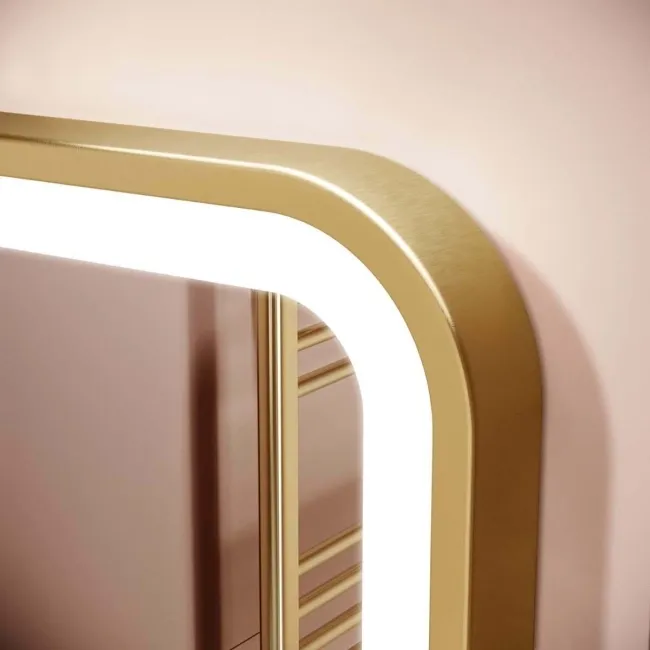 Olivia Brushed Brass Illuminated LED Mirror 600x400mm