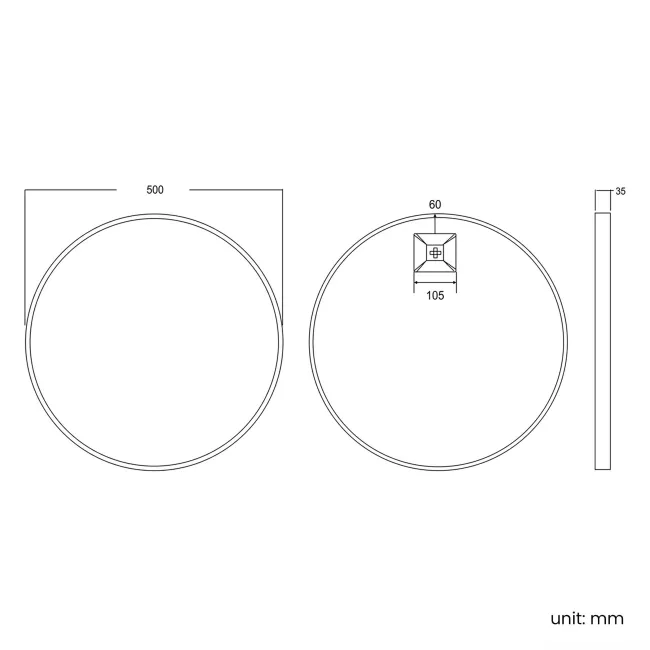 Mollie Brushed Brass Round Bathroom Mirror 500mm