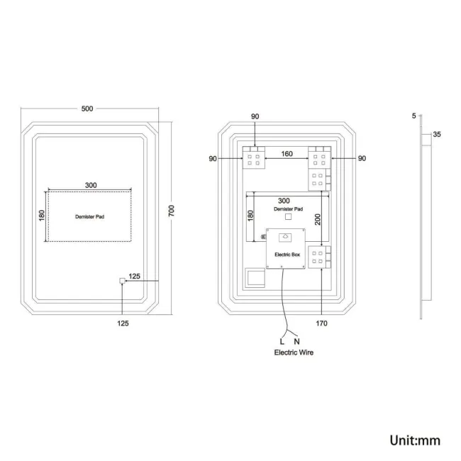 Thea Illuminated LED Mirror 700x500mm