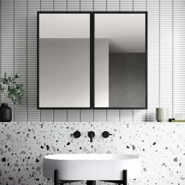 Mia Black Framed Mirror Cabinet 710x800mm