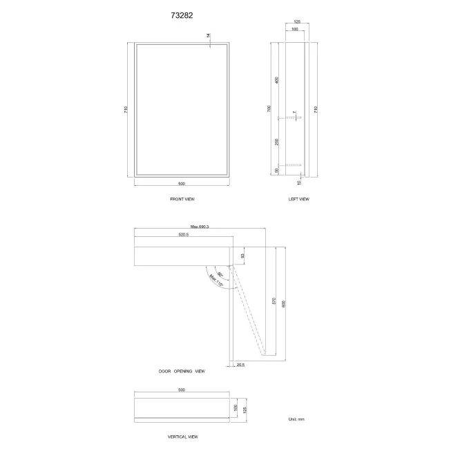 Mia Matt Brass Mirror Cabinet 710x500mm