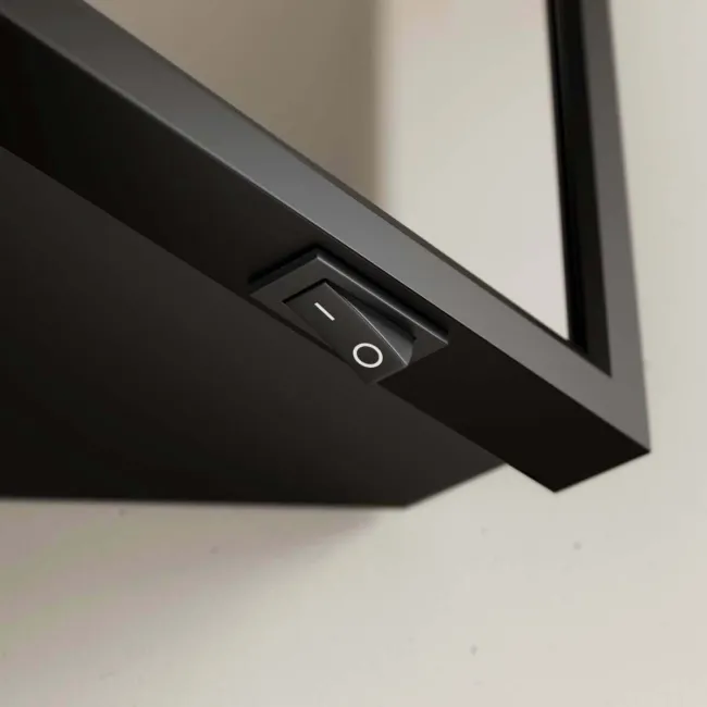 Madelyn Battery Operated Black Framed Illuminated LED Corner Mirror Cabinet 600mm Tall