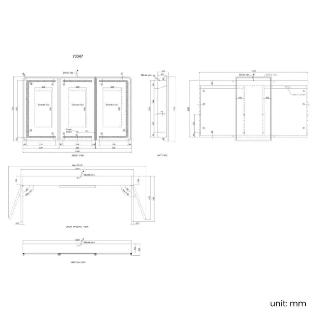 Olivia Black Framed Illuminated LED Mirror Cabinet 710x1200mm