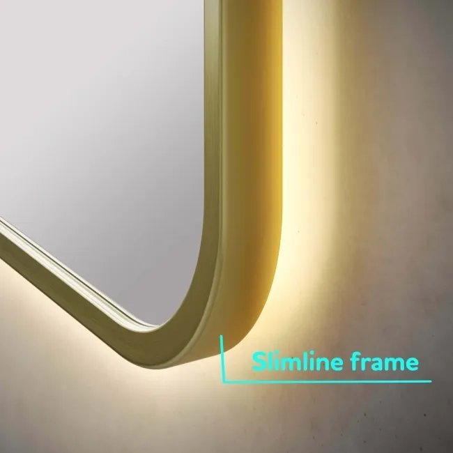Mila Brushed Brass Backlit llluminated LED Mirror 600x400mm