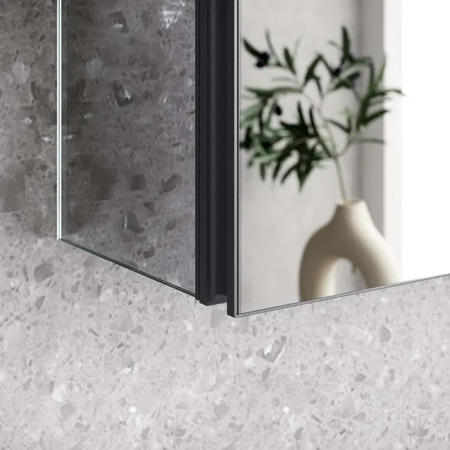 Esme Matt Black Recessed Mirror Cabinet 700x800mm