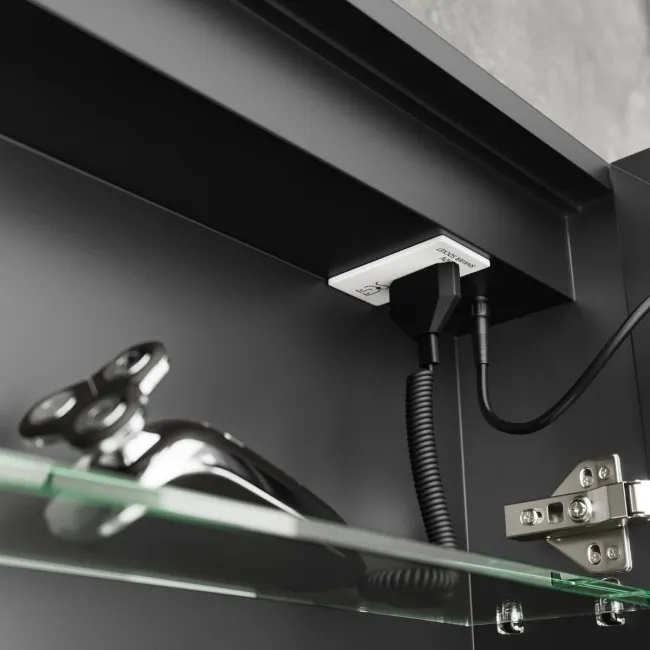 Selma Matt Black Illuminated LED Recessed Mirror Cabinet 700x1200mm