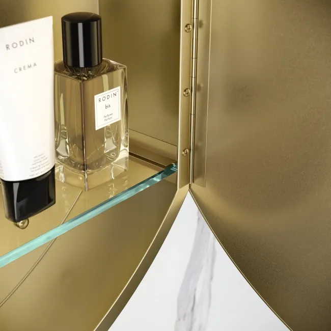 Mollie Matt Brass Round Mirror Cabinet 500mm