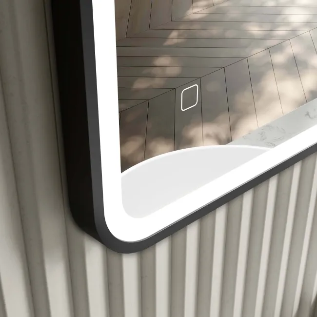Mila Black Framed Illuminated LED Mirror 800x600mm