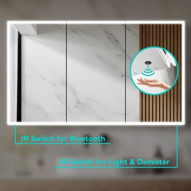 Margot Illuminated LED Mirror Cabinet With BLUETOOTH Speaker & USB Port 700x800mm