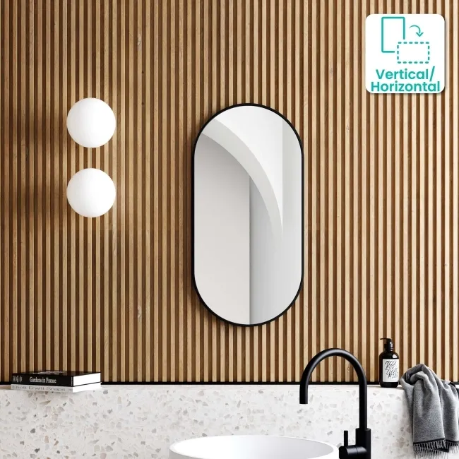 Essence Black Framed Oval Bathroom Mirror 800x400mm