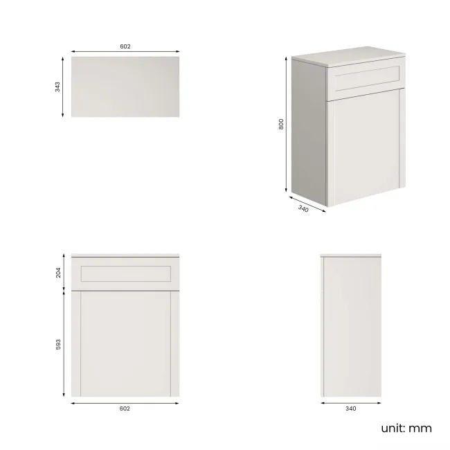 Capri Cotton White Back To Wall Toilet Unit 600mm